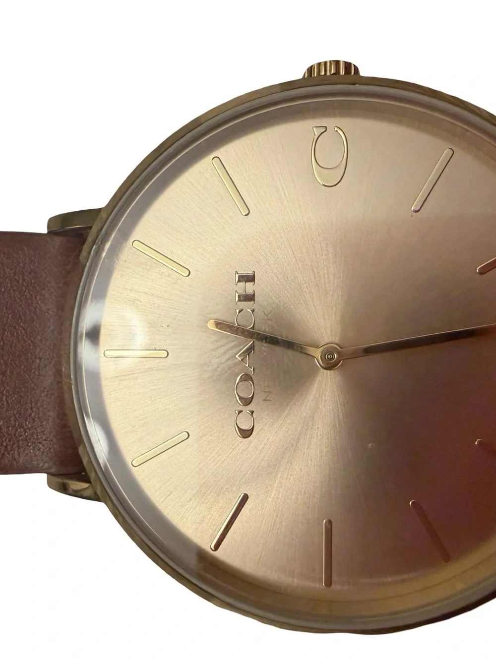 Coach Brown Leather Strap Watch with Gold Dial